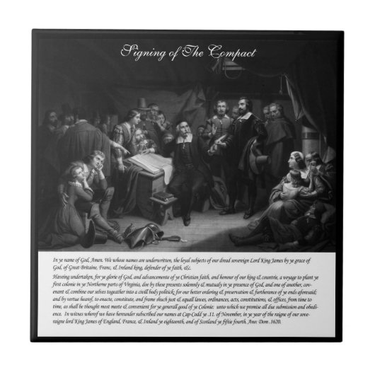Mayflower - Ondertekening van het compact Tegeltje (Voorkant)
