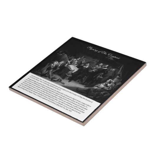 Mayflower - Ondertekening van het compact Tegeltje (Zijkant)