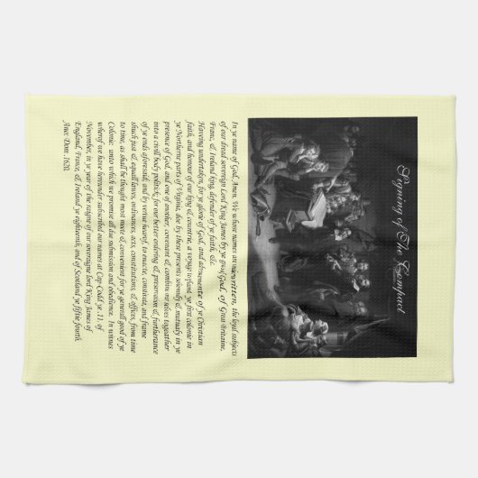 Mayflower Pilgrim Fathers - Ondertekening van het  Theedoek (Horizontaal)