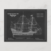 Mayflower - scheepsblauwdrukplannen PD Briefkaart (Voorkant)
