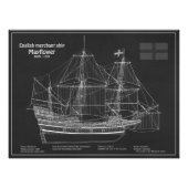 Mayflower - scheepsblauwdrukplannen PD Foto Afdruk (Voorkant)
