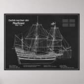 Mayflower - scheepsblauwdrukplannen PD Poster (Voorkant)