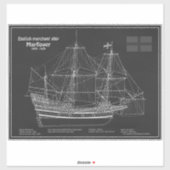 Mayflower - scheepsblauwdrukplannen PD Sticker (Vel)