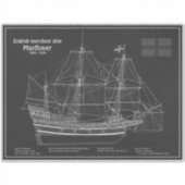 Mayflower - scheepsblauwdrukplannen PD Sticker (Voorkant)