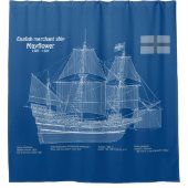 Mayflower - Schip Blauwdruk Plannen ABD Douchegordijn (Voorkant)