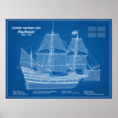 Mayflower - Schip Blauwdruk Plannen ABD Poster (Voorkant)