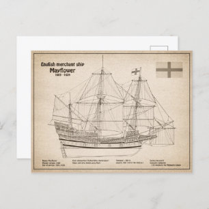 Mayflower - Schip Blauwdruk Plannen SD Briefkaart