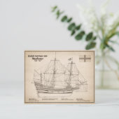Mayflower - Schip Blauwdruk Plannen SD Briefkaart (Staand voorkant)