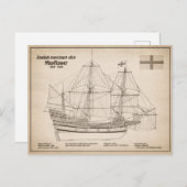 Mayflower - Schip Blauwdruk Plannen SD Briefkaart (Voorkant / Achterkant)
