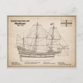 Mayflower - Schip Blauwdruk Plannen SD Briefkaart (Voorkant)