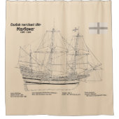 Mayflower - Schip Blauwdruk Plannen SD Douchegordijn (Voorkant)