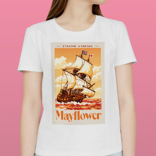 Mayflower Schip Vintage Engelse Carrack Poster Kun T-shirt