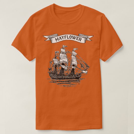Mayflower Ship 400th Jubileum 1620 2020 Retro T-shirt (Design voorkant)