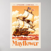 Mayflower Ship Vintage English Carrack Poster Art (Voorkant)