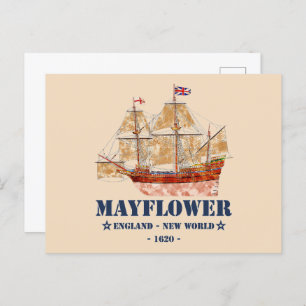 Mayflower Tall Ship - Engeland naar de Nieuwe Were Briefkaart