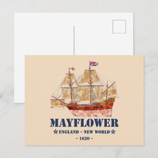 Mayflower Tall Ship - Engeland naar de Nieuwe Were Briefkaart (Voorkant / Achterkant)