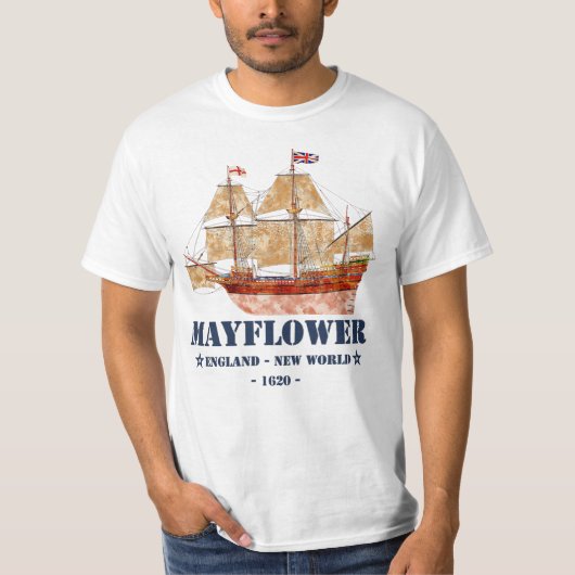 Mayflower Tall Ship - Engeland naar de Nieuwe Were T-shirt (Voorkant)