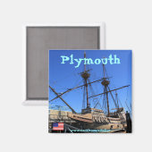 Mayflower zeilschip in Plymouth magneet ontwerp (Voorkant / Achterkant)