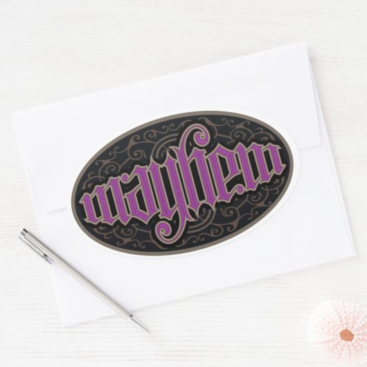 Mayhem Ambigram Stickers (Envelop)