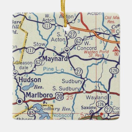 Maynard MA  Map Keramisch Ornament (Voorkant)