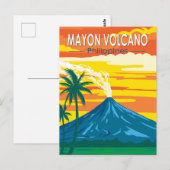 Mayon Volcano Filipijnen Reizen Kunst Vintage Briefkaart (Voorkant / Achterkant)