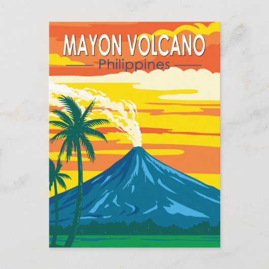 Mayon Volcano Filipijnen Reizen Kunst Vintage Briefkaart (Voorkant)