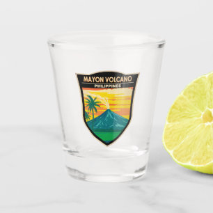 Mayon Volcano Filipijnen Reizen Kunst Vintage Shot Glas