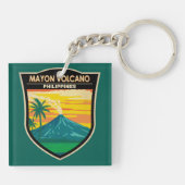 Mayon Volcano Filipijnen Reizen Kunst Vintage Sleutelhanger (Achterkant)