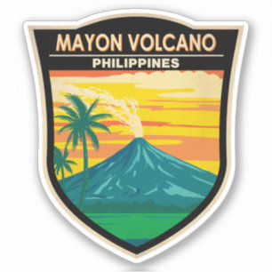 Mayon Volcano Filipijnen Reizen Kunst Vintage Sticker