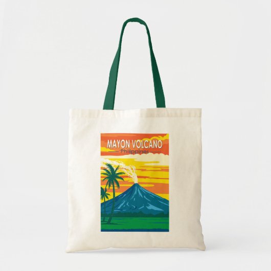 Mayon Volcano Filipijnen Reizen Kunst Vintage Tote Bag (Voorkant)
