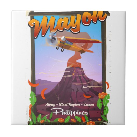 Mayon Volcano philippines avontuurlijk poster Tegeltje (Voorkant)