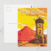 Mayon vulkaan Cagsawa ruïnes Filipijnen Reiskunst Briefkaart (Voorkant / Achterkant)