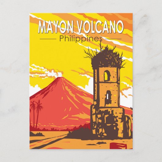 Mayon vulkaan Cagsawa ruïnes Filipijnen Reiskunst Briefkaart (Voorkant)