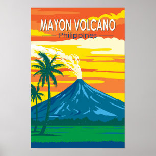 Mayon vulkaan Filipijnen Reis Kunst Vintage Poster
