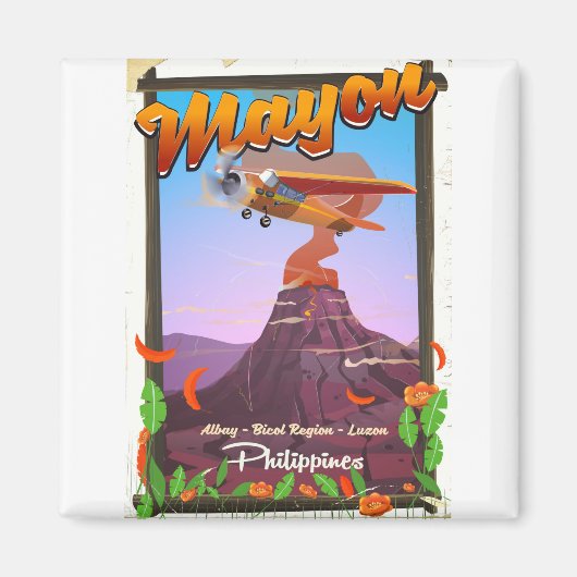 Mayon vulkaan filippijnen avonturenposter magneet (Voorkant)