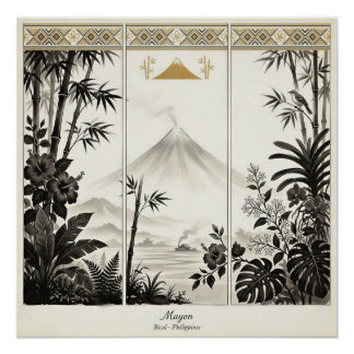 Mayon Vulkan Triptiek Wandkunst Perfect Poster