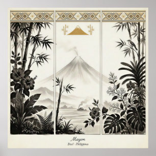 Mayon Vulkan Triptiek Wandkunst Poster