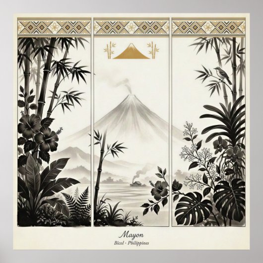 Mayon Vulkan Triptiek Wandkunst Poster (Voorkant)