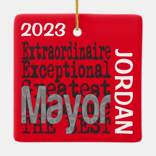 Mayor Extraordinaire CUSTOM Keramisch Ornament (Achterkant)