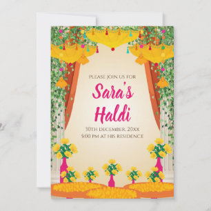 Mayoun uitnodigingen & Mehndi uitnodiging Haldi ui