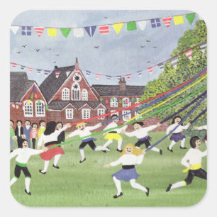Maypole Dancing 1991 Vierkante Sticker