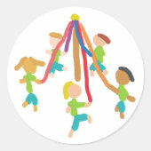 Maypole Dancing Ronde Sticker (Voorkant)