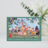 Maypole Dieren Kinderfeestuitnodiging Kaart (Staand voorkant)