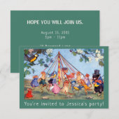 Maypole Dieren Kinderfeestuitnodiging Kaart (Voorkant / Achterkant)