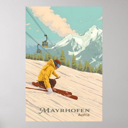 Mayrhofen Oostenrijk Skigebied Reisposter Poster (Voorkant)