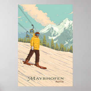 Mayrhofen Oostenrijk Snowboarden Reisposter Poster