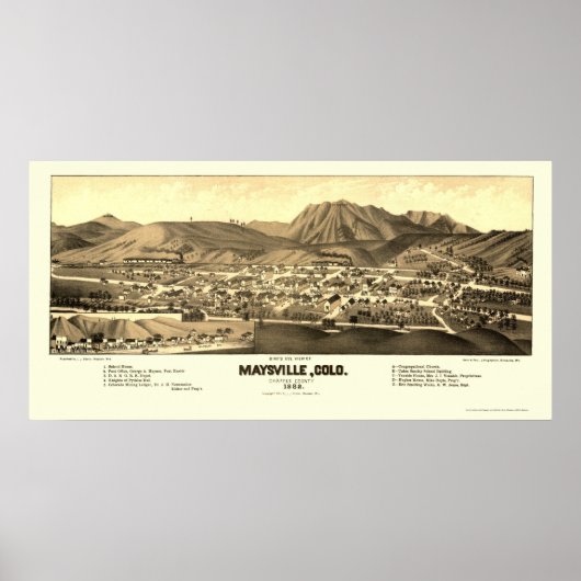 Maysville, CO Panoramic Map - 1882 Poster (Voorkant)