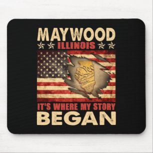 Maywood Illinois Vlag van de Verenigde Staten op 4 Muismat