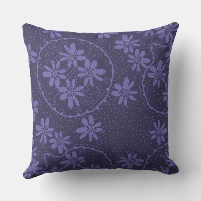 Maz Bloemen Bubbels Polka Dot Indigo Kussen (Achterkant)