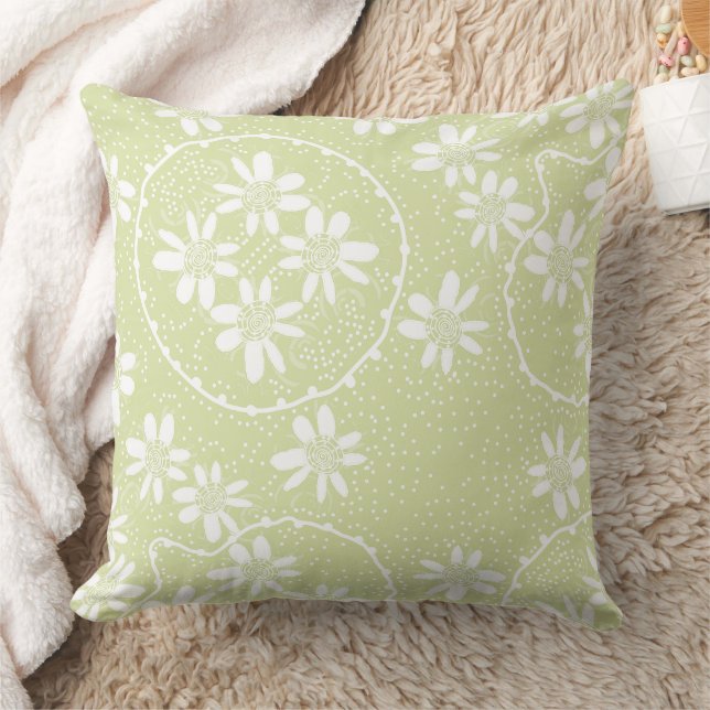 Maz Bloemen Bubbels Polka Dot Licht Mint Kussen (Deken)